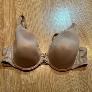 Victorias Secret T-Shirt Bra Beige‎ Underwire Padded Satin Bow 38C